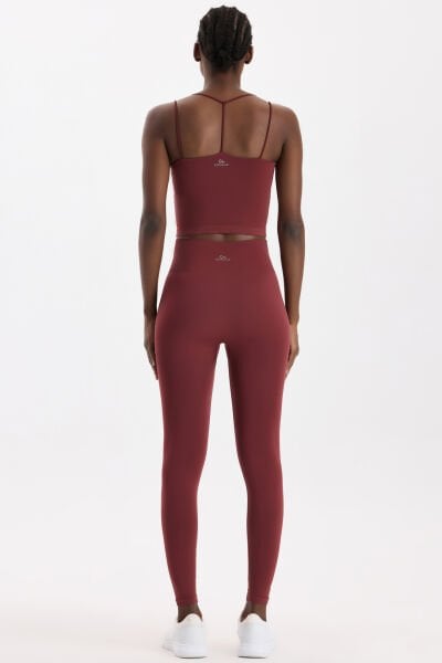 Basic Spor Hafif Tayt Kestane Bordo