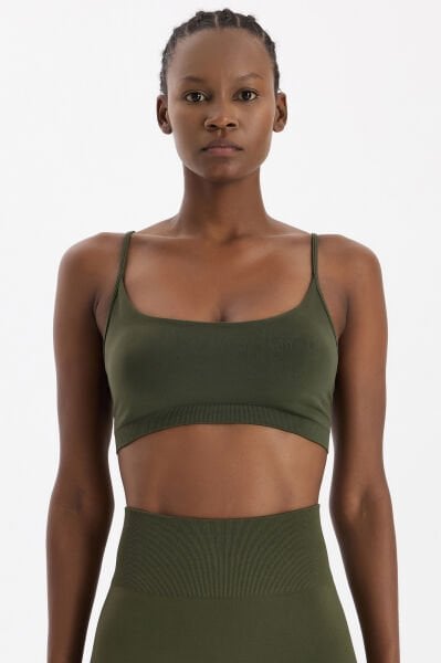 Ayar Askılı Pedli Sporcu Sütyeni Koyu Yaprak Yeşili