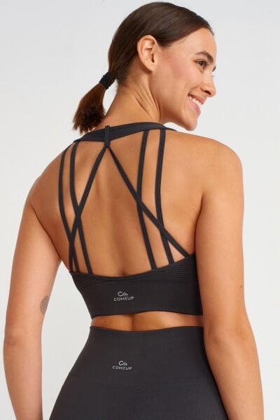 Jakarlı Sporcu Sütyeni Küllü Siyah