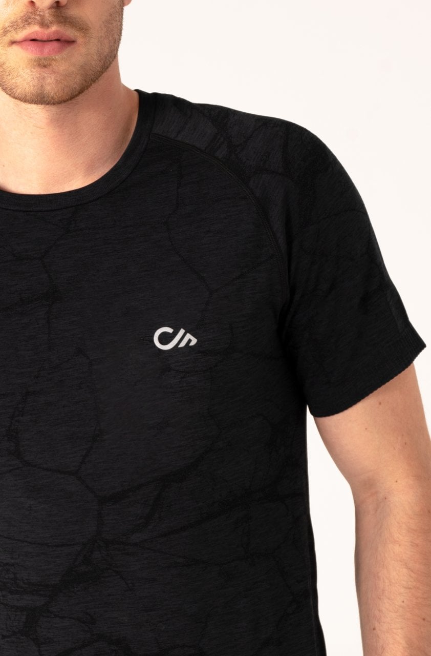 Erkek Spor Tişört Siyah Melanj