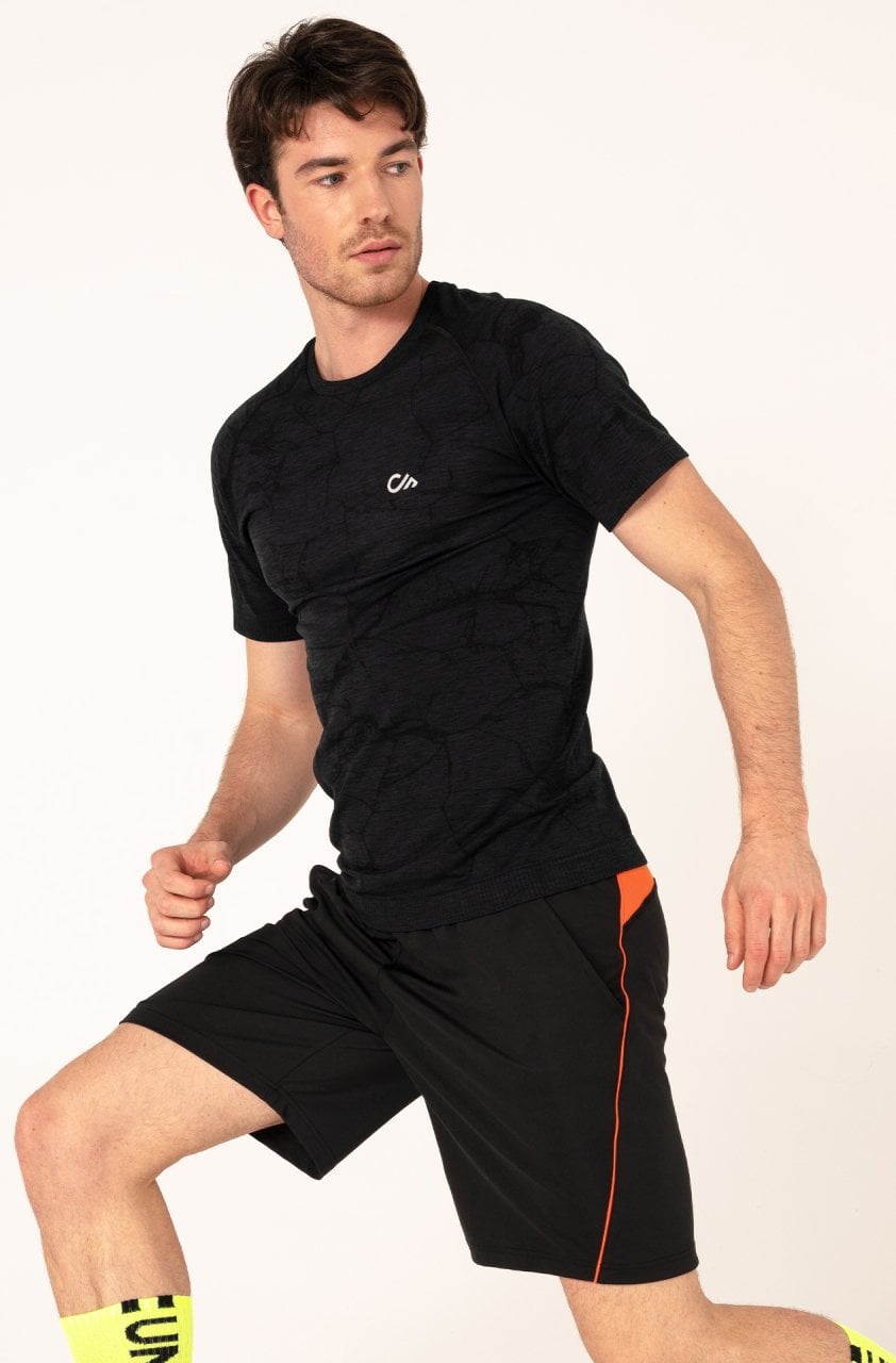 Erkek Spor Tişört Siyah Melanj