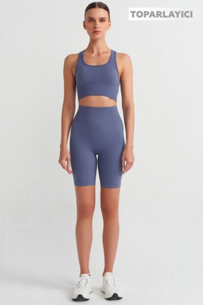 Toparlayıcı Biker Şort Kılıçbalığı Mavi