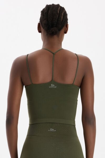 Çift İp Askılı Pedli Atlet Koyu Yaprak Yeşili